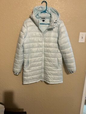 Swiss Tech light blue mint quilted hooded jacket size small